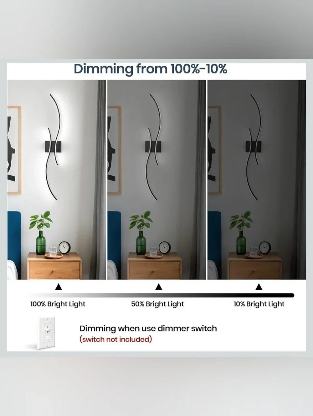 CANEOE Modern Wall Sconce Set of Two, 5CCT Dimmable Indoor Led Wall Sconce Light
